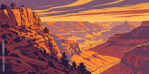 USA, US, U.S, United States - Grand Canyon sunrise wide shot
