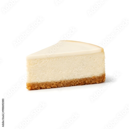 Slice of classic New York style cheesecake with graham cracker crust