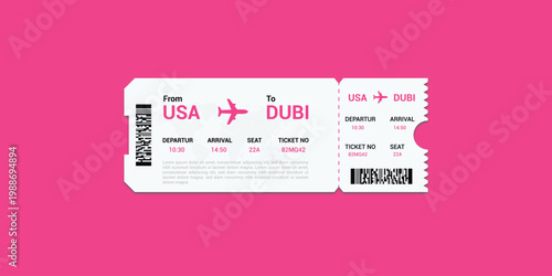 Plane ticket realistic airline boarding pass. Realistic airline ticket. boarding pass concept illustration template.