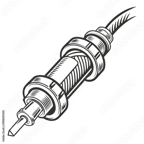 A close-up of a thermocouple with a wire