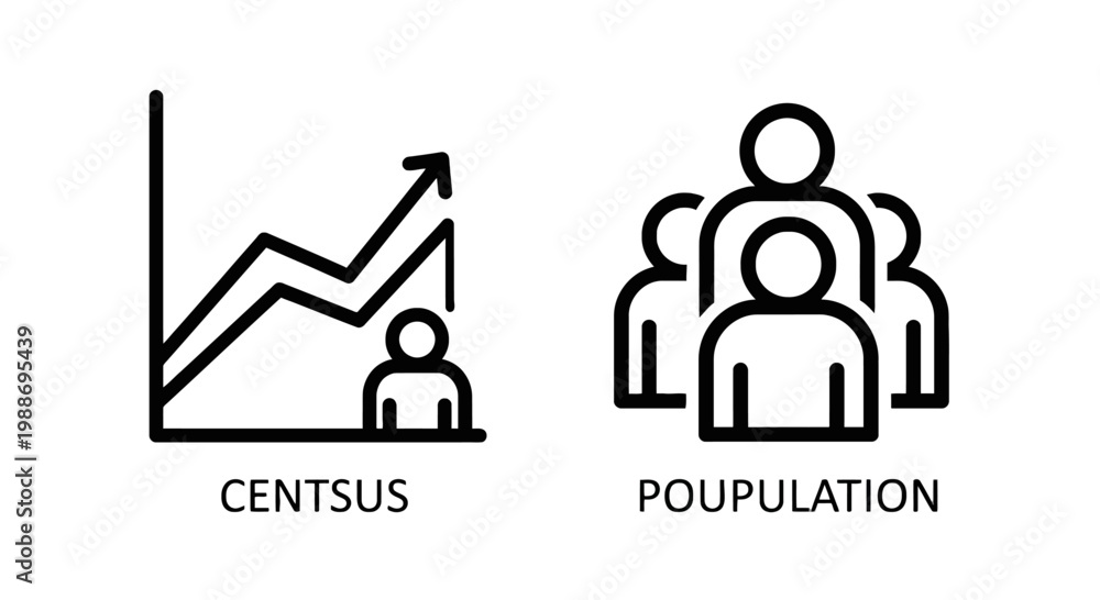 Fototapeta premium Census and population growth concept icon set line style illustration population demographics statistics analytics analysis business demography