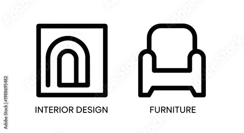 Interior design and furniture minimalist line icon set for home decoration and room planning concepts with interior furniture minimalist planning