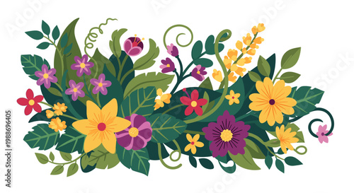 A vibrant and colorful illustration of tropical foliage. Perfect for adding a refreshing and natural touch to designs, websites, or marketing material