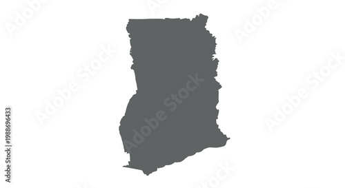 A stark black silhouette depicts the geographical outline of the west african nation ghana high quality
