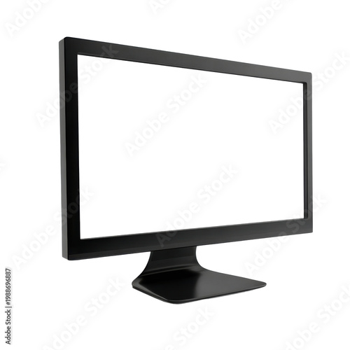 Angled desktop monitor screen isolated modern display mockup