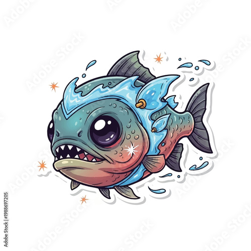 Cartoon Anglerfish with Big Eyes.