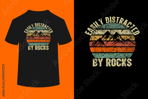 Easily Distracted by Rocks Collector Lover Geologist Vintage T-Shirt
