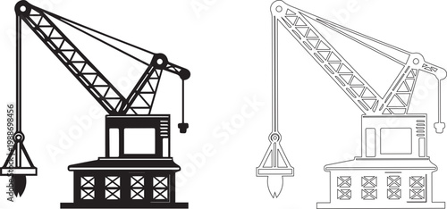 Demolition icon, Demolition crane symbol with construction vector illustration on white background
