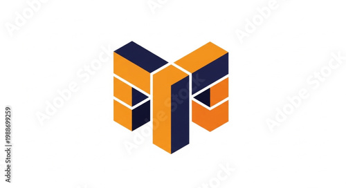 Abstract three dimensional letter M logo design 1.