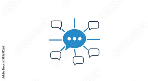 A blue chat icon with multiple speech bubbles.