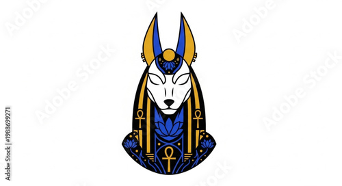Ancient Egyptian Anubis God Head Illustration.