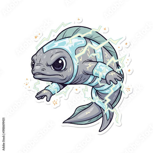 Cartoon Fish Wearing Diving Suit.