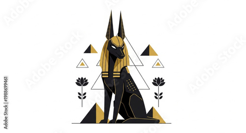 Ancient Egyptian God Anubis Illustration.