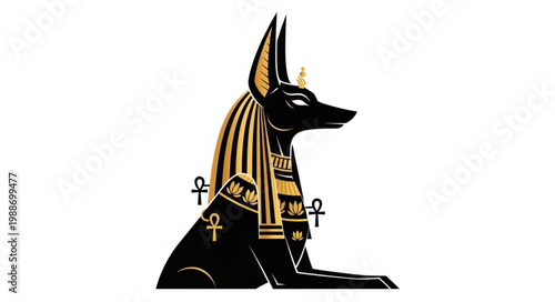 Ancient Egyptian God Anubis Jackal Deity Illustration 3.