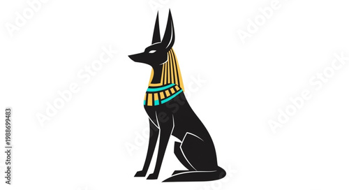 Ancient Egyptian God Anubis Jackal Deity Illustration 2.