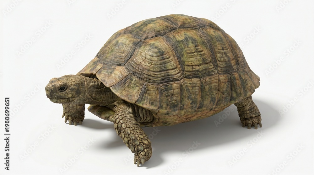 Obraz premium Large tortoise walking forward with its head and legs extended