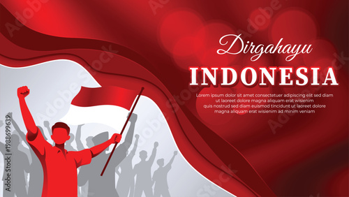 81th Anniversary of Indonesia 2026 banner design with Patriotic silhouette illustration