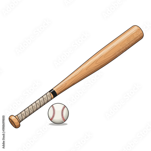 Baseball bat and ball on white background sports equipment
