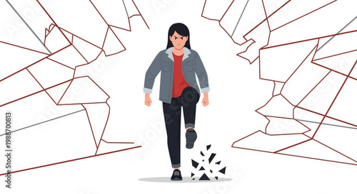 Woman Breaking Through Glass Ceiling, Symbolizing Resilience and Breaking Barriers