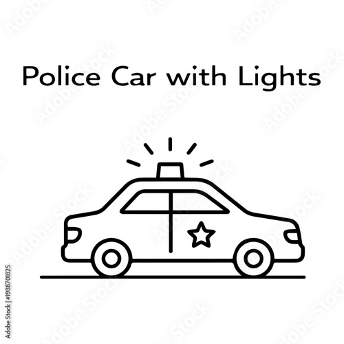 Police car with lights line icon
vector line icon on a white background