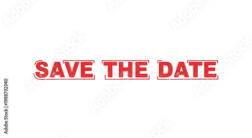 Bold red save the date text design on transparent background