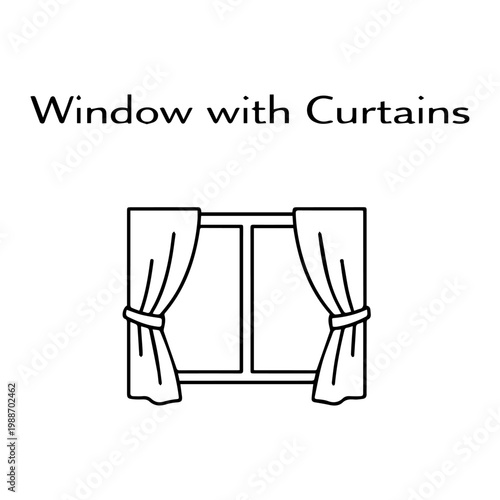 Window with curtains line icon
vector line icon on a white background
