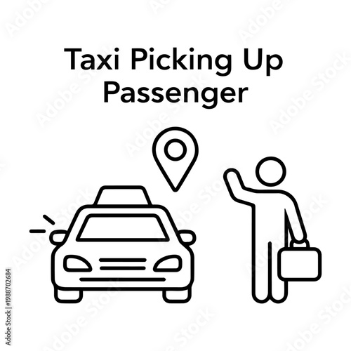 Taxi picking up passenger line icon
vector line icon on a white background