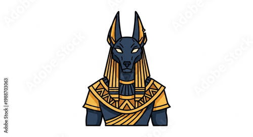 Ancient Egyptian god Anubis with jackal head and ornate collar 1.