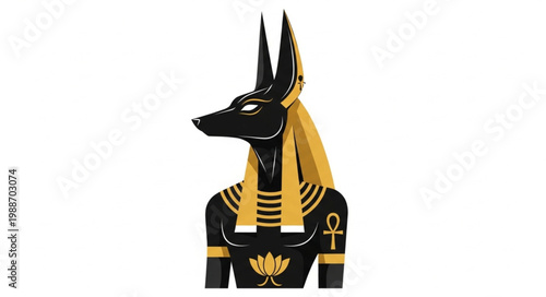 Ancient Egyptian god Anubis with jackal head and ornate headdress 2.