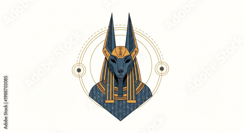 Photos Ancient Egyptian God Anubis with Jackal Head and Ornate Headdress