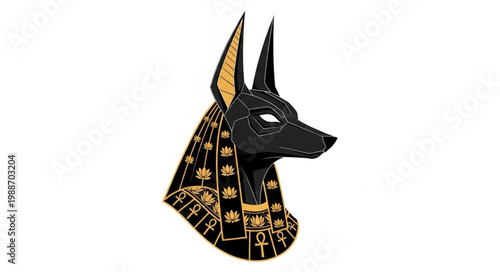 Anubis Egyptian God Head Profile Illustration 6.