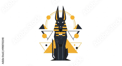 Anubis Egyptian God Illustration Geometric Style.