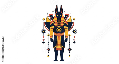 Anubis Egyptian God Illustration Ancient Mythology Deity Jackal Headed Figure.