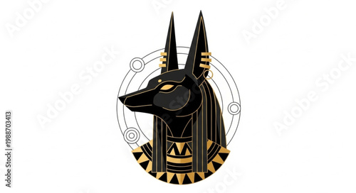Anubis Egyptian God of the Dead Jackal Head Illustration.