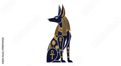 Anubis Egyptian God Sitting Profile View.