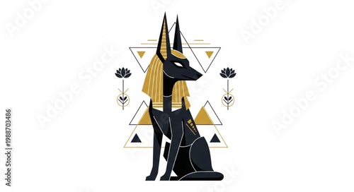 Anubis Egyptian God with Jackal Head and Human Body.