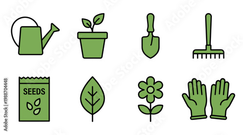 Essential Garden Tool and Plant Icons Collection for Horticulture Projects