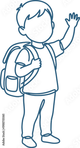 A cartoon boy with a backpack