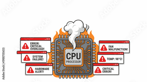 Computer Cpu Overheating with Critical Error Messages and Smoke