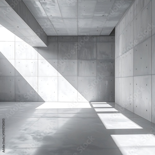 Modern minimalist concrete interior architecture.