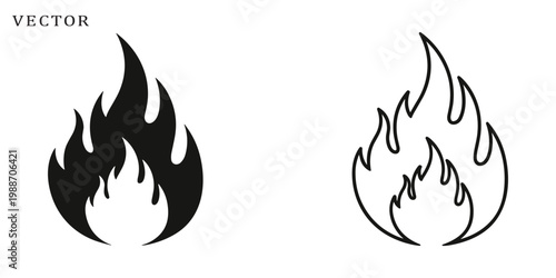 Fire icon. Fire flame symbol. Bonfire silhouette logo