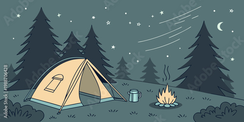 USA Camping Under Stars – Starry Night Sky, Milky Way & Campfire Wilderness Experience | Outdoor Adventure, Nature Travel, Peaceful Night in the Wild Landscape
