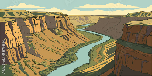 USA River Canyon Aerial Drone View – Majestic Cliffs, Flowing River & Dramatic Landscape | Cinematic Nature, Mountain Gorge, Wilderness Travel & Scenic Top View