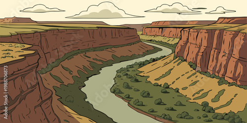 USA, US, U.S, United States - River canyon aerial drone
