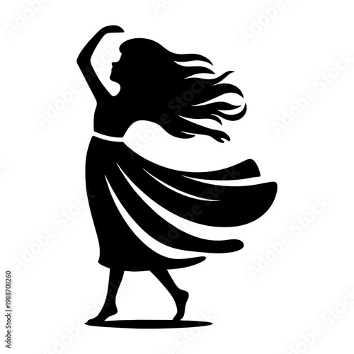 Dancing woman silhouettes in different poses. Vector style icons for design, decoration and creative project