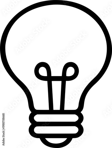 Incandescent light bulb icon symbol of creative thinking innovation and bright ideas with electrical filament and base isolated on transparent background vector.