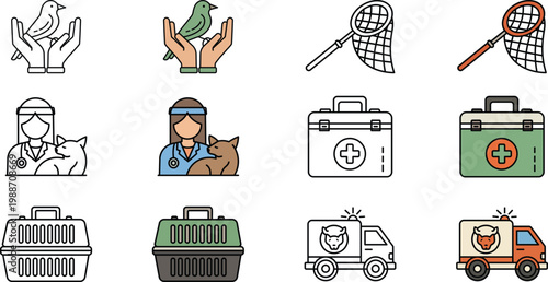 Endangered Species Day Vector Icons for Wildlife Rescue and Care
