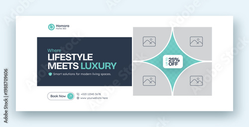 Real estate web banner and social media facebook cover template