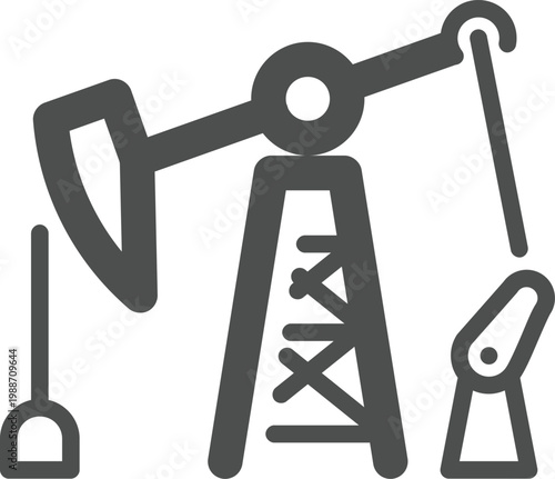 Oil Rig Pumpjack Silhouette Isolated Petroleum Pump Equipment Drilling Energy Industry Illustration