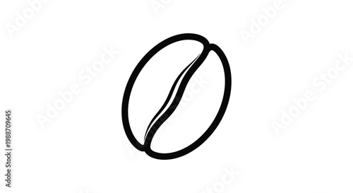 Simple black outline of a coffee bean a minimalist graphic silhouette